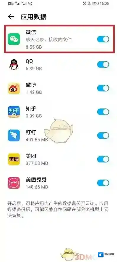 华为云空间微信数据